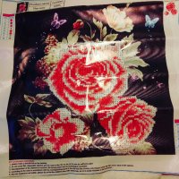 НОВ НАЛИЧЕН Диамантен гоблен рози в бяло и розово, снимка 1 - Гоблени - 19699098