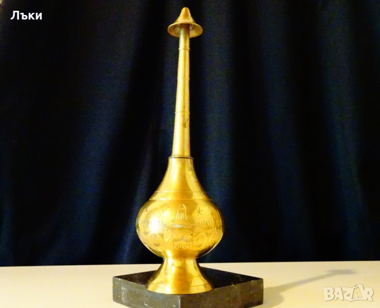 Бронзово кадило,съд за розова вода,оливерник с Тадж Махал., снимка 1