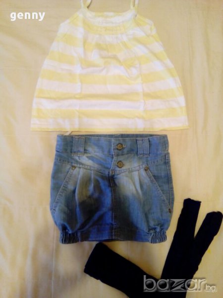 Разпродажба 2 лв.:Сет: Gap потниче, пола и подарък чорапогащи, снимка 1