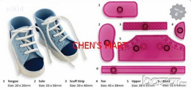 6 части бебешки обувки буйки буйка кецове резци форма молд лот за торта украса фондан резец