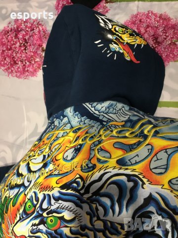 Зимно яке с пух Ed Hardy by Christian Audigier Tatoo Tiger Wolf bird S Small, снимка 14 - Якета - 26010227