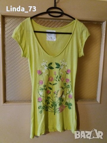 Дам.тениска-"H&M"-/памук/-жълто-зелена. Закупена от Италия., снимка 1 - Тениски - 21975230