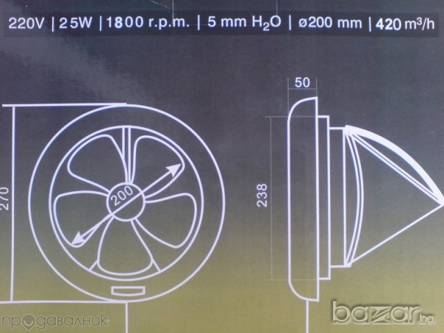 Вентилатор за прозорец Ф200, снимка 2 - Мивки - 9666325