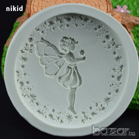 фея с цвете кръгъл силиконов  молд форма украса мъфин фондан торта сапун гипс шоколад и др 