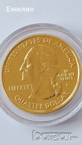 State Quarter 25 cents GOLDEN PLATED 2000-D VIRGINIA 1788 UNC, снимка 4 - Нумизматика и бонистика - 19323120
