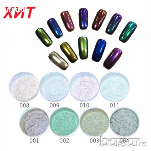 цветен огледален фин прах за нокти пудра UV огледален пигмент хромиран ефект блясък пигмент маникюр, снимка 2 - Декоративна козметика - 16197335