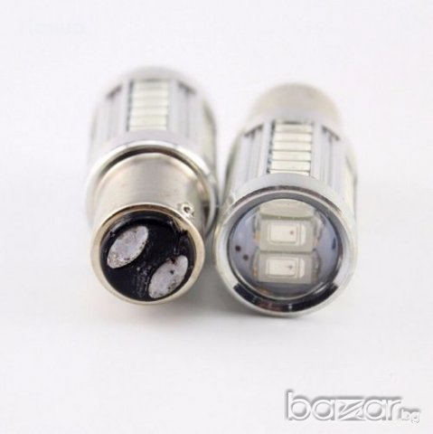 2x Автомобилна крушка за мигачи  BA15D P21W 33SMD 12V LED мигач крушка габарит ярка светлина жълта , снимка 4 - Аксесоари и консумативи - 21098569