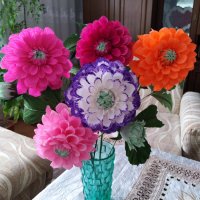Цветя от хартия-далии, снимка 1 - Изкуствени цветя - 25247625