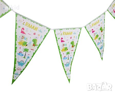 Динозаври Парти Гирлянд Знаменца Флаг Банер, снимка 1