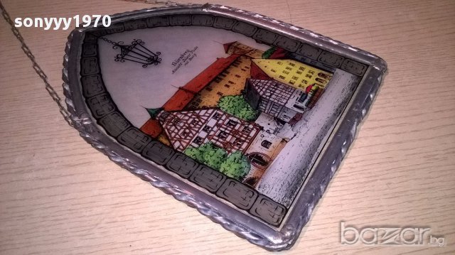 Nurnberg-germany-27х20см-витраж-ретро колекция-внос швеицария, снимка 6 - Антикварни и старинни предмети - 17306077