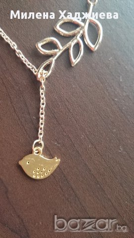Колие Birdy - сребристо и златисто, снимка 7 - Колиета, медальони, синджири - 9803319
