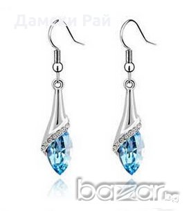 Нежни сребърни обеци с кристал, снимка 2 - Обеци - 17505968