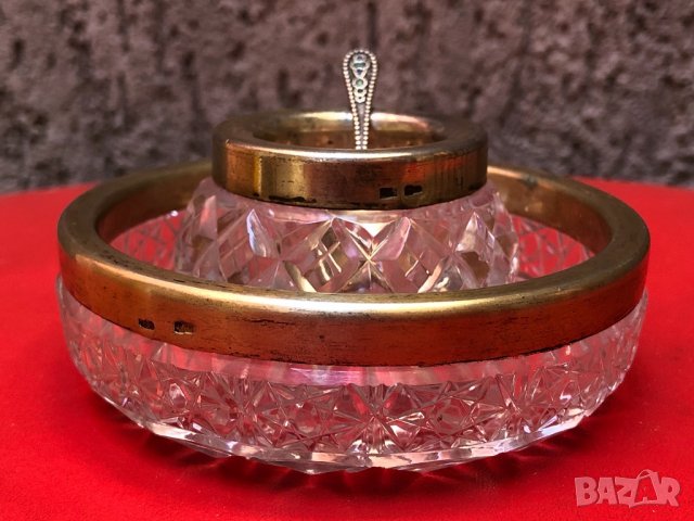 Прибор за черен хайвер от кристал и сребро-СССР