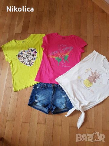 Детски маркови блузи DKNY,Chloe (НОВА), къс дънков п-н Bershka и син суитшърт за 14 г.момиче, снимка 1 - Детски комплекти - 25465144