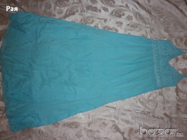 Синя дълга  рокля 100 % памук , снимка 9 - Рокли - 15873065