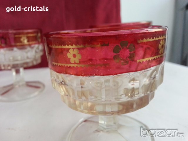  кристални чаши италия с позлата, снимка 6 - Антикварни и старинни предмети - 19846396