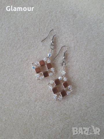 Обеци с кристали и мъниста, снимка 7 - Обеци - 12822962