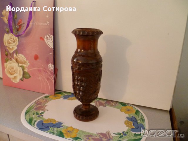 Красива ваза с дърворезба, снимка 3 - Вази - 14391731