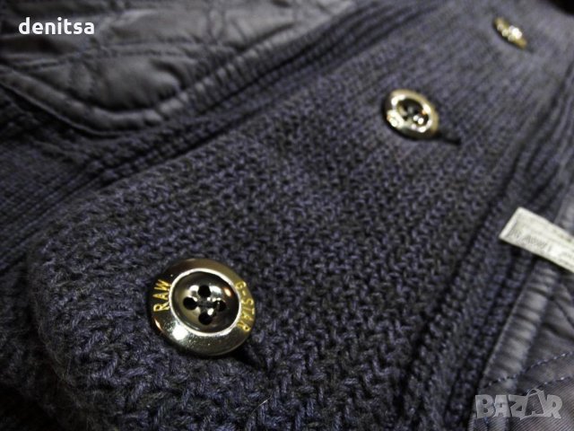 G-star Raw Avihu Shawl Cardigans Knit Mazarine Blue Мъжка Жилетка Яке Sz L/XL, снимка 4 - Якета - 23235605