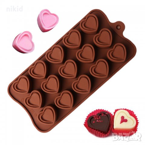 15 сърца сърце контур силиконов молд форма за шоколадови бонбони лед фондан желирани и др