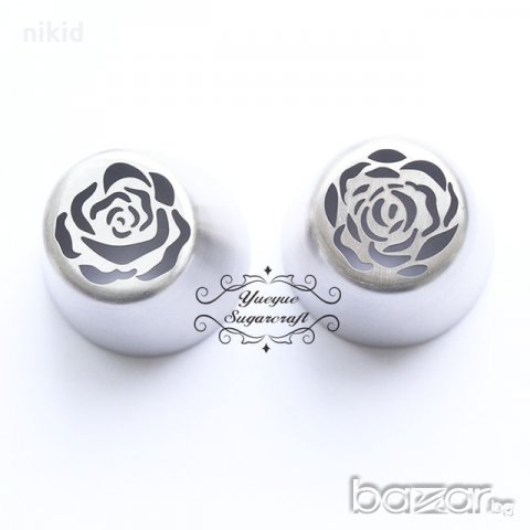 2 бр накрайник за пош РОЗА сет руска дюза за украса декор торта фондан шоколад и др.