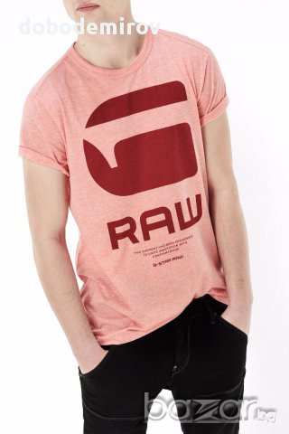 Тениска G Star Resap Logo Orange Crewneck T Shirt, оригинал, снимка 3 - Тениски - 17917485