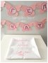 украса за погача в розово и бяло на тема Пеперуди *надпис *месал с името на детето и дата на празник, снимка 3