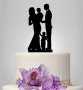 Семейство с 2 деца сватбен черен твърд топер украса табела за торта сватба декор украса