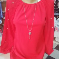 Червена и черна блузка, снимка 1 - Блузи с дълъг ръкав и пуловери - 23156557