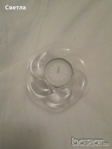Стъклен свещник цвете, снимка 1