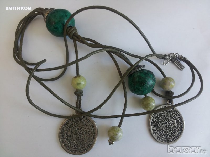  красива огърлица ЧИЧИНИЦА индианско изкуство естествена кожа, снимка 1