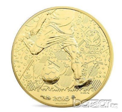 Златна и сребърна монети УЕФА ЕВРО 2016 - 100 И 10 ЕВРО, снимка 1