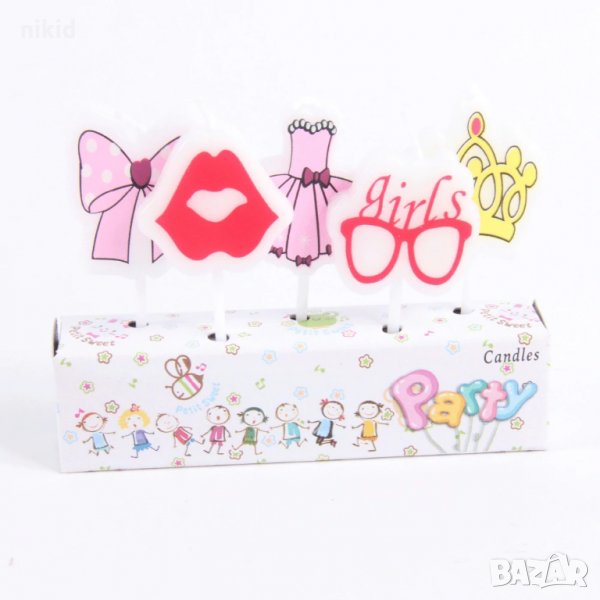 5 бр Свещи свещ за момичешко моминско парти за торта Рожден ден детско парти топери топер, снимка 1