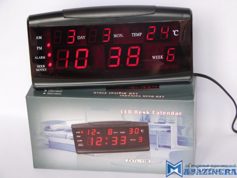 НОВ! LED Дигитален часовник аларма час дата месец температура, снимка 1