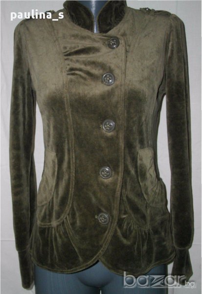 Актуално сако тип блузка ”Essentiel” Antwerp / зелено еластично кадифе, снимка 1