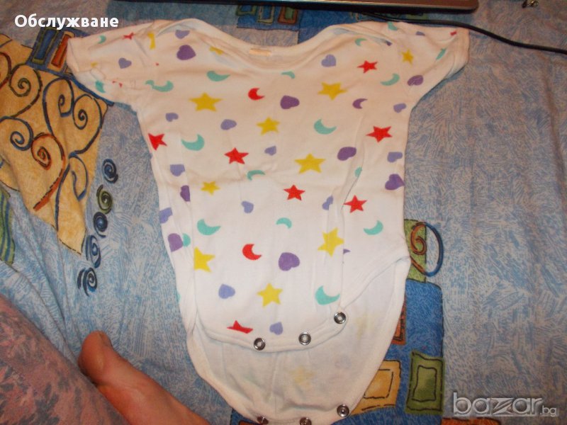  Бяло боди със звездички и къс ръкав 💥, снимка 1