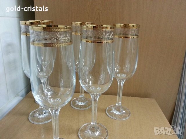 кристални чаши с златен кант , снимка 11 - Антикварни и старинни предмети - 22180312
