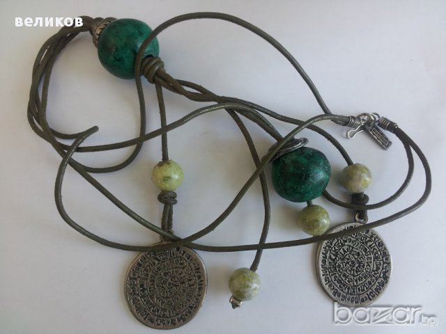  красива огърлица ЧИЧИНИЦА индианско изкуство естествена кожа