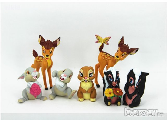 Бамби и приятели 7 бр пластмасови PVC  фигурки топери за игра и украса, снимка 2 - Фигурки - 20751295
