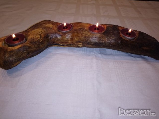Дървени свещници, снимка 4 - Декорация за дома - 20324482