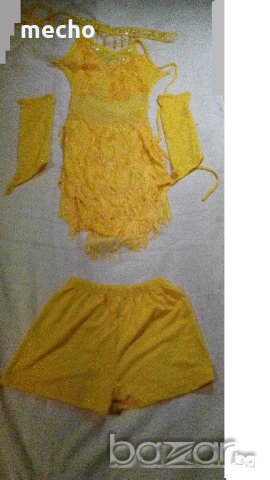 Костюм за танци с ресни жълт, снимка 1 - Детски комплекти - 18770279