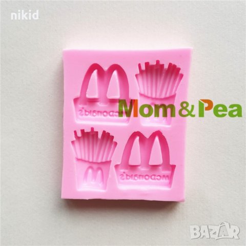 McDonalds Макдоналдс чипс картофи силиконов молд форма за украса торта с фондан шоколад декор парти, снимка 2 - Форми - 21541349