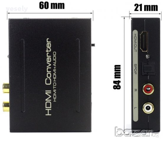 HDMI audio extractor сплитер SPDIF + стерео аудио, снимка 3 - Други - 17989886
