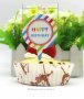 25 бр Happy Birthday надпис в пъстър кръг табелка картон топери за кексчета мъфини рожден ден украса