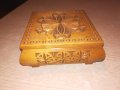 ретро дървена кутия с дърворезба-15х15х7см-внос швеицария, снимка 5