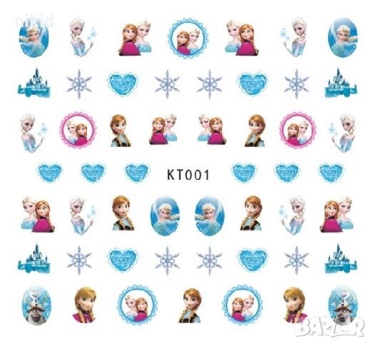 KT001 Замръзналото кралство татос ваденки слайдер водни стикери за нокти маникюр, снимка 1