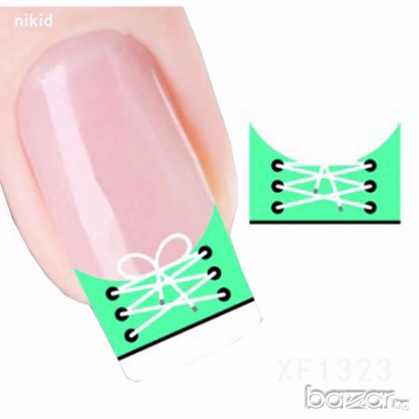 1323 връзки зелени френски ваденки водни стикери за нокти маникюр, снимка 1