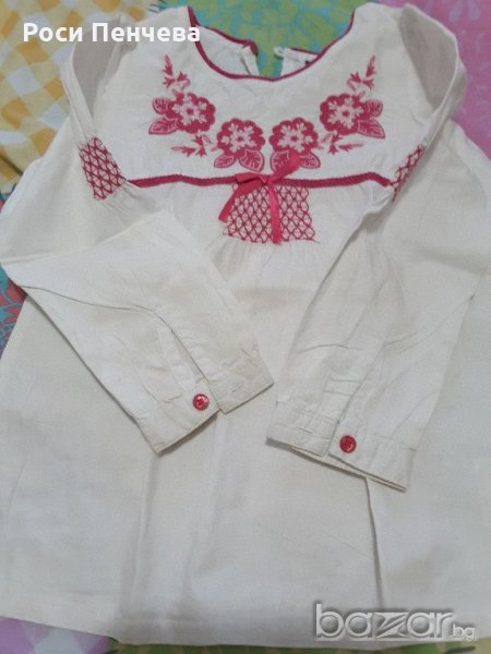 Туника за момиче ,цвят бял с розова бродерия ,размер 110 см, снимка 1