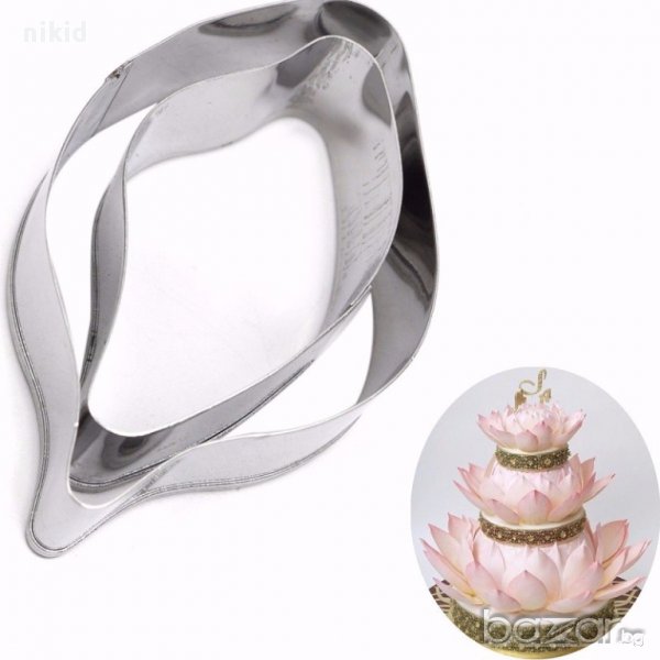 2 части водна лилия лотос метални листа резци за направа на украса декорация торта фондан, снимка 1