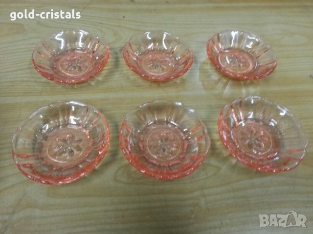 Стъклени чинии чинийки розово стъкло